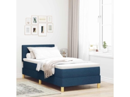 Vidaxl Cama Box Com Almofada Com Cabeceira Azul 90 X 200 Cm Tecido