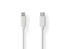 Cabo Relâmpago Usb 2.0 Apple Lightning 8 Pinos Usb-C Macho 480Mbps Niquelado 1 00 M Rodada Pvc Branco Rótulo NEDIS