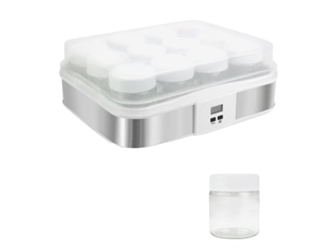 Todeco Máquina de Iogurte, Máquina de Iogurte Natural e Saudável, 12 Potes, com Temporizador, 0.21 L, Configuração do Temporizador 0-15 Horas