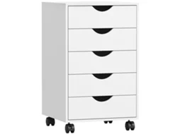Bloco de Gavetas com Rodas Bloco de Gavetas para Escritório com 5 Gavetas 40x40x67 Cm Branco Ge