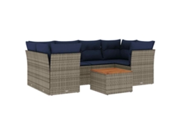 Conjunto de 7 Sofás para Jardim com Almofadas Vime Pe Cinza MAISON EXCLUSIVE (7 pcs)