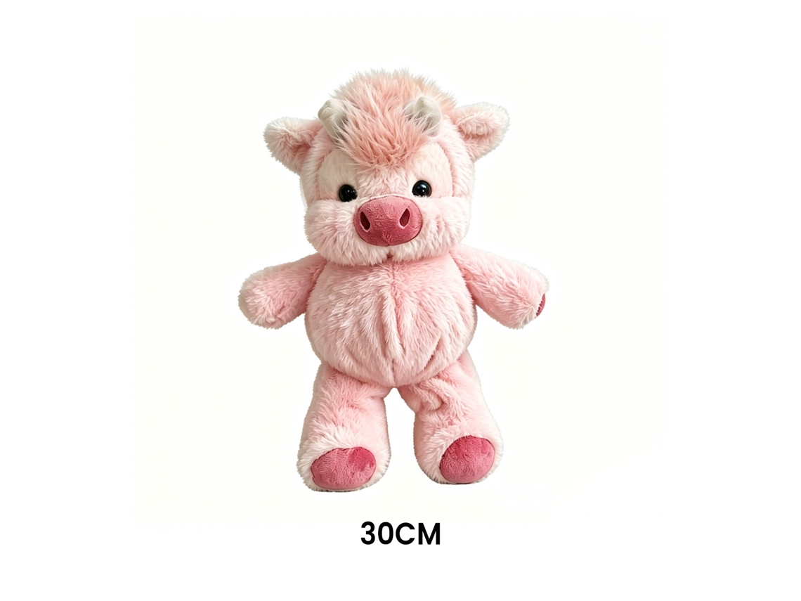 Pelúcia de vaca das Terras Altas rosa Laxiscreed 30cm para Natal e Halloween, decorativa e fofinha