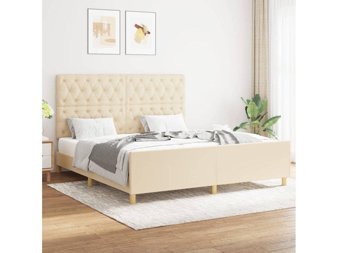 Vidaxl Estrutura De Cama Sem Colchão 160x200 Cm Tecido Cor Creme
