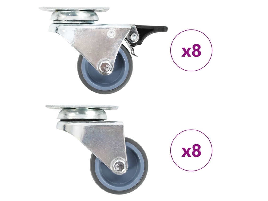 Vidaxl 16 Pcs Rodas Giratórias Duplas 50 Mm