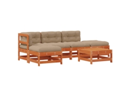 Maison Exclusive - Conjunto De Lounge De Jardim 5 Pcs Pinho Castanho Cera