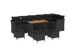 Conjunto 10 Conjunto De Móveis De Jardim Vidaxl Preto Vime Pe (110 X 55 X 71 Cm)