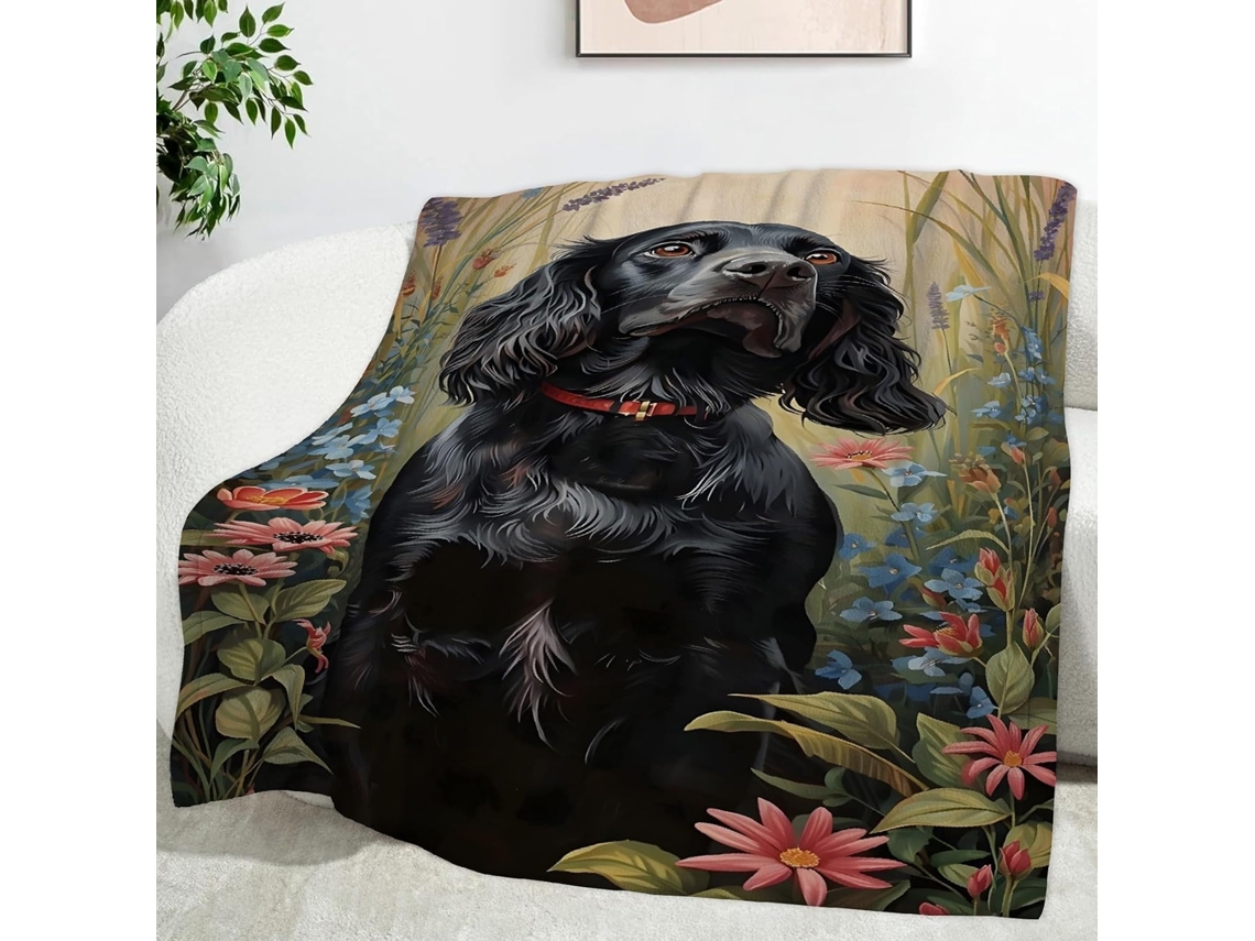 Manta Lavanda Spaniel 220x240 Cm Multifuncional Macia de Flanela Aconchegante para Cama Escritório Cochilo Con