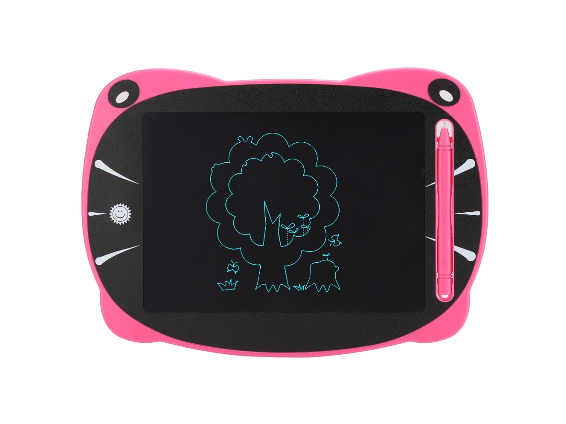 Tablet Infantil Para Escrita À Mão, Em Cores Sólidas, Com Desenho Animado E Orelhas De Gato Grandes. Cor Rosa. Aquaforge