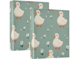 Pasta De Argolas Com 3, Sacos Internos E Estampa De Um Adorável Pato Real 3, 8cm 1-1 2 Polegada Da Magic Cartoons