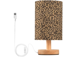 Abajur De Cabeceira Com Estampa Leopardo Para Quarto, Abajur De Cabeceira Led, Luminária De Leitura Com Portas Usb E