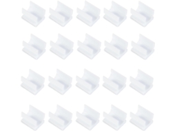 Clipes adesivos para canetas, quadrados, brancos, pacote com 100 unidades, clipes de plástico para mesa e sala de estar.