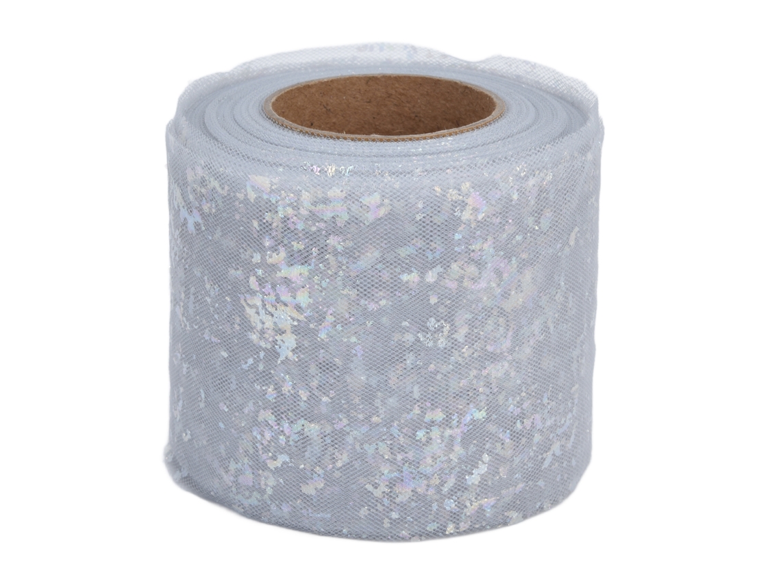 Tela De Tul De 25 Yardas (6 Cm), Poliéster, Ligera, Portátil, Para Decoración De Ropa, Con Lentejuelas Grises, Ideal Para Manualidades.