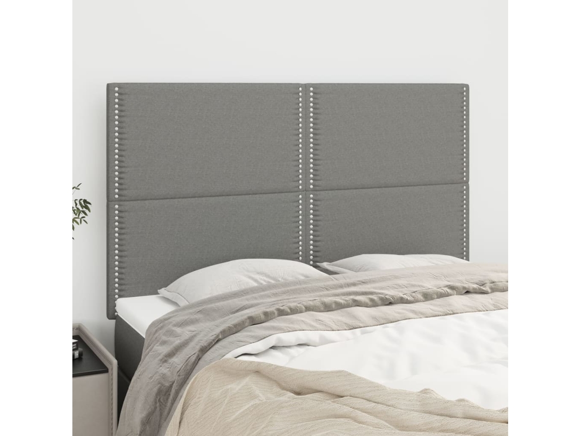 Vidaxl Cabeceira Cinza Escuro 144x5x118/128 Cm Tecido