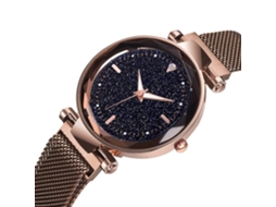 Relógio Feminino de Moda Simples com Cinturão Magnético Estrelar Quartzo Liga Café