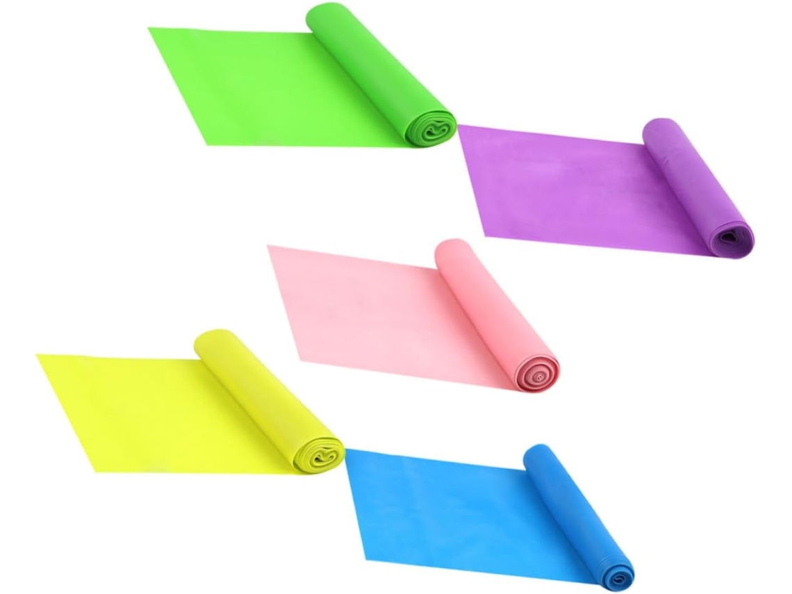 Conjunto De 5 Faixas Elásticas Resistência Para Exercícios, Ioga, Pilates, Alongamento, Treino Em Casa, Faixa