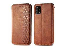 Capa De Couro Magnética Com Flip Horizontal Prensado Em Grade Cúbica Com Suporte, Compartimentos Para Cartões E Carteira Para Samsung Galaxy A51