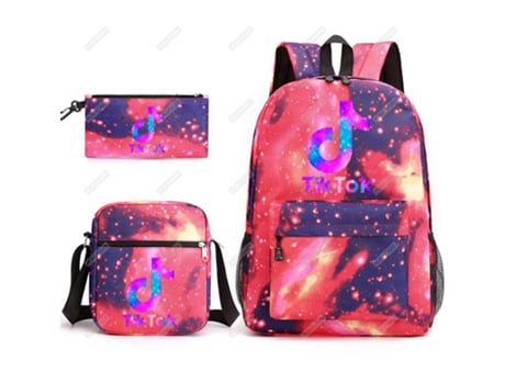 Mochila Tik Tok Cartoon Anime Mochila Escolar Mochila de Viagem Conjunto FEGAR 2 com 3