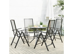 Conjunto Reclinável de Jardim 5 peças Aço Revestido Pó Antracite Dkd Home Decor