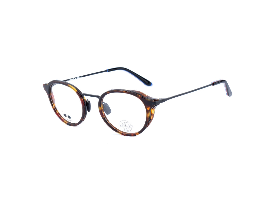 Armação de óculos de grau masculina Vuarnet VL18060002 (aço inoxidável - Havana - 145 mm - Ø 54 mm)