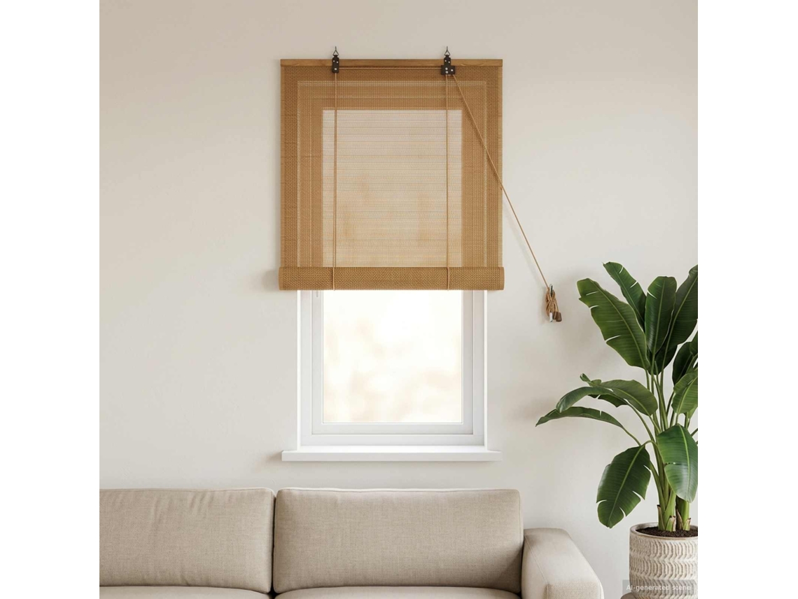 Vidaxl Estores De Rolo Castanho 60 X 160 Cm Bambu