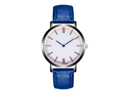 Relógio masculino Zhoulianfa de quartzo com pulseira de couro azul.