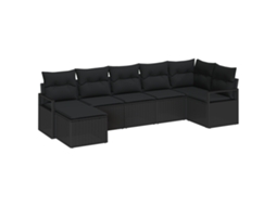 Conjunto 7 Conjunto De Jardim Vidaxl Preto Vime Pe (287 X 122 X 85 Cm)