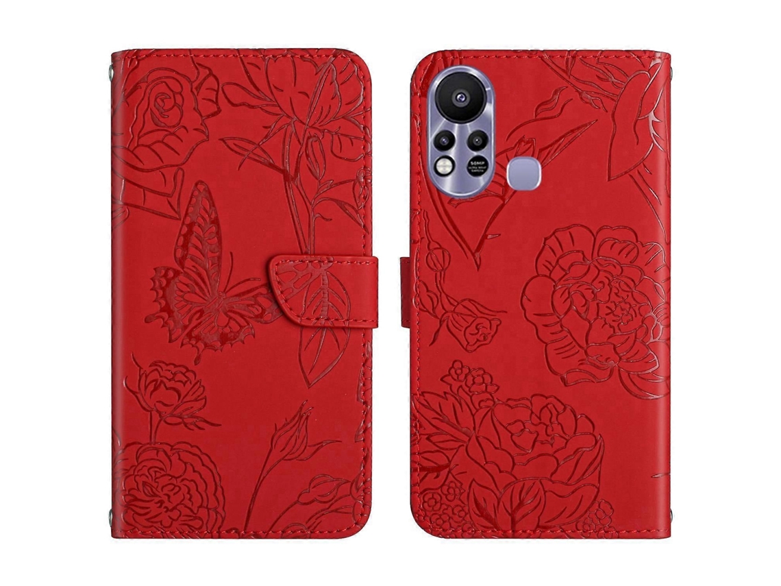 Capa De Celular Flip Em Couro Sintético Com Textura De Borboleta E Toque Suave Para Infinix Hot 11s Ht03