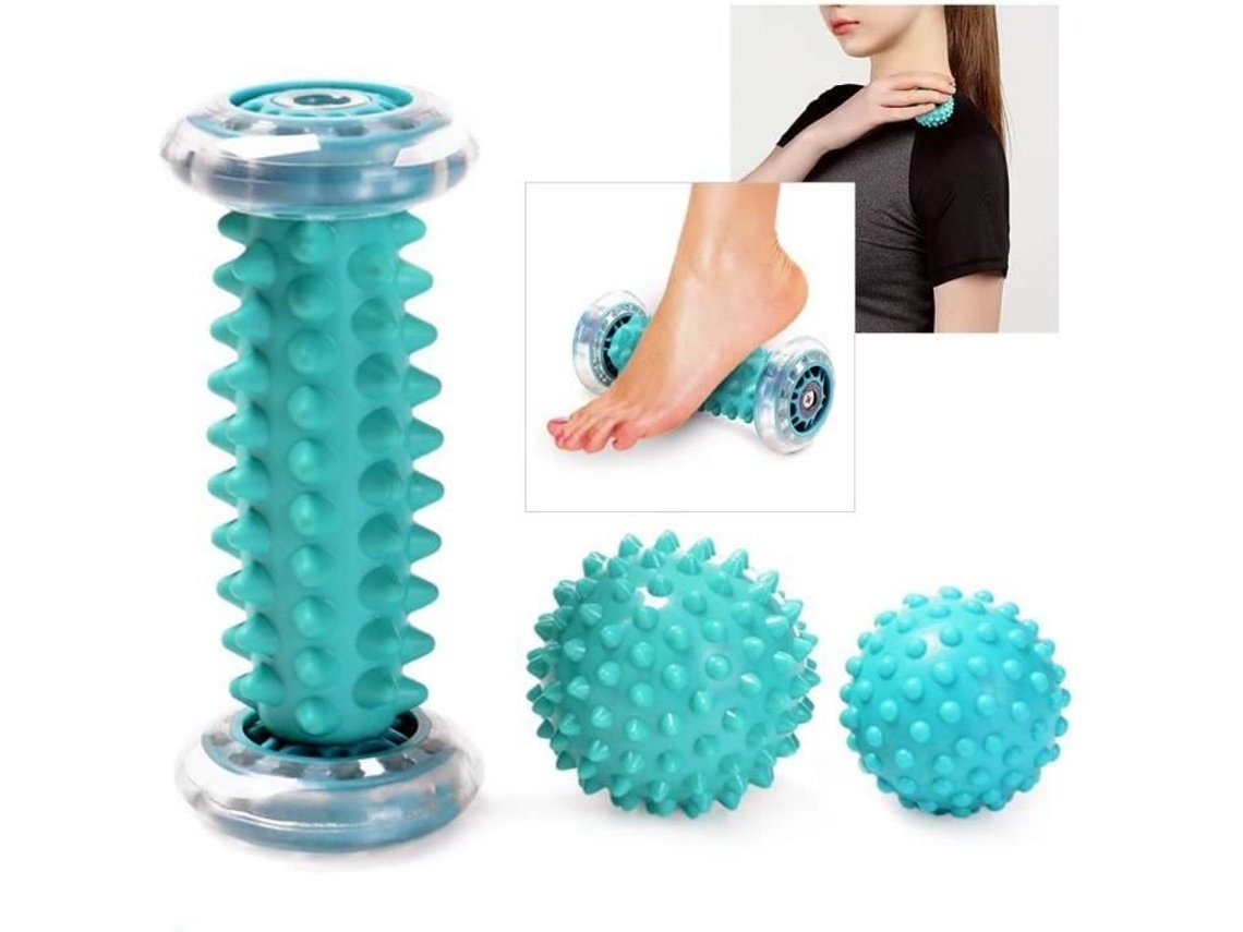 Lurelia Kit De Massagem Para Pés, Rolo E Bola, Fascite Plantar, Azul