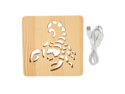 Lâmpada 3d Escorpião de Madeira Led Usb para Quarto Office Café