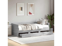 Vidaxl Sofá-cama Com Gavetas Sem Colchão 90x190 Cm Cinzento Sonoma