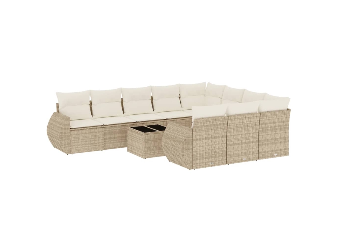 Maison Exclusive - 11 Pcs Conjunto Sofás De Jardim C/ Almofadões Vime Pe Bege