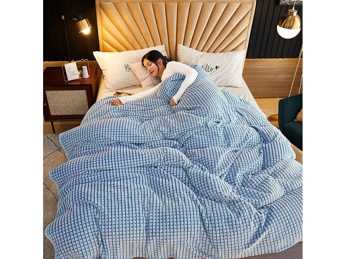 Cobertor Xadrez Extra, Cobertor Xadrez De Lã (azul E Branco, 120x200cm) Klb-aquaforge