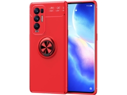 Capa Adequada Flexível Antiarranhões Anel para Oppo Oppo Find X3 Neo HONGWE. Pele Sintética Anti-Choque com Anel de Suporte Vermelho