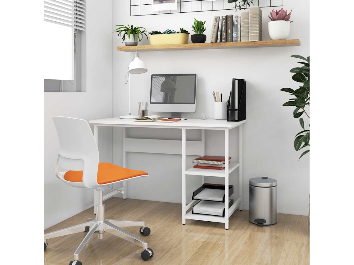 Vidaxl Secretária De Computador 105x50x72 Cm Mdf E Metal Branco
