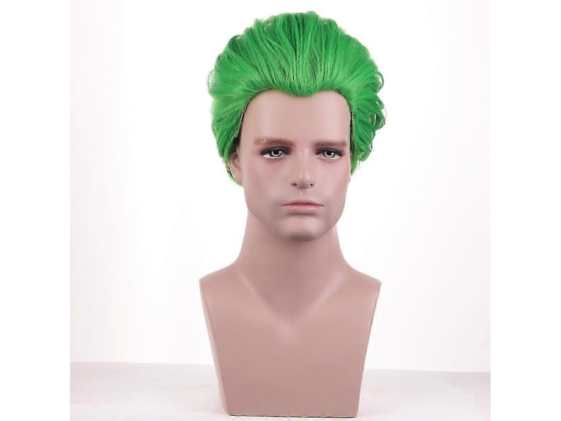 Peruca Masculina Verde, Curta e Lisa, Resistente Ao Calor, Feita de Cabelo Sintético, para Uso Diário. TAISHENGDA