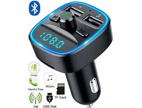 Transmissor FM sem fio Bluetooth 5.0 Adaptador MP3 Kit para carro Carregador USB Snakiox