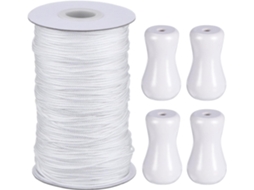 Cordão Trançado Branco Para Cortina, 50 M, Com 4 Pendentes De Madeira Branca Para Persianas De Alumínio, Plantas De Jardim E Artesanato