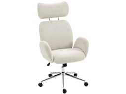 Cadeira Com Apoio Cabeça Ajustável, Balanço – Cinza E Branco