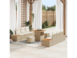 Vidaxl Conjunto De Sofá De Jardim 9 Unid. 8-número De Lugares Bege