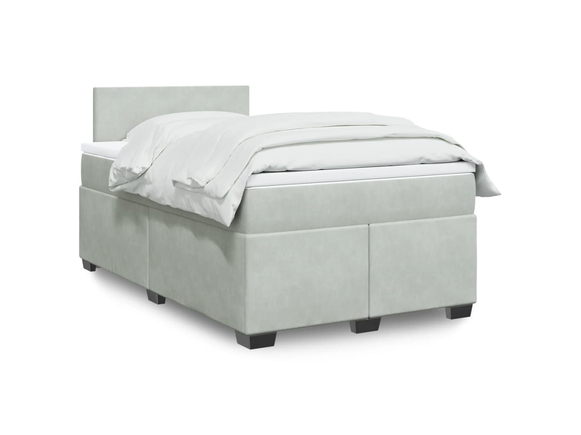 Vidaxl Cama Boxspring C/ Colchão 120x200 Cm Veludo Cinzento-claro
