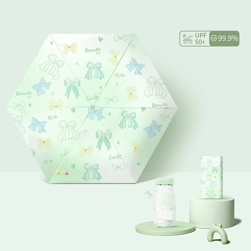 Guarda chuva Dobrável em Formato de Borboleta, com Seis Dobras, Mini Guarda chuva de Bolso Dobrável. MDUG (verde 6k)