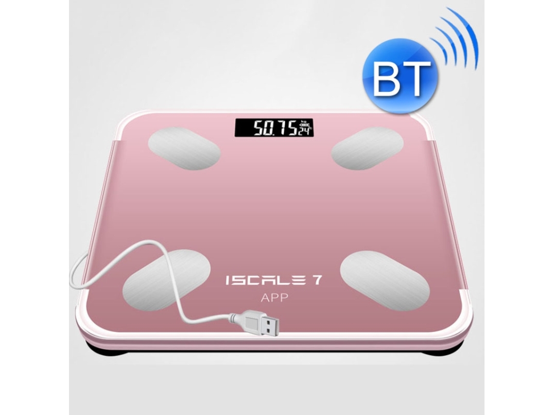 Balança Inteligente com Bluetooth e Medição de Gordura Corporal Recarregável MDUG (ouro Rosa)