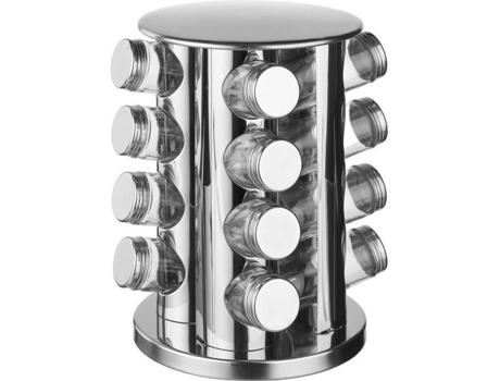 Potes de especiarias - BW CUISINE - Inox - Vidro - Metal flexível - Suporte rotativo