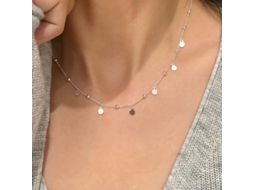 Colar com Pingentes Redondos, Metal com Detalhes em Forma de Gota e Franja, Design Romântico e Elegante MDUG (prata Branco)