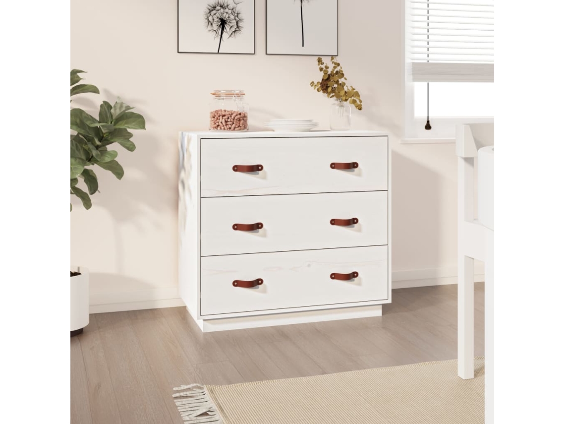 Aparador 80x40x75 cm Madera Maciza de Pino Blanco