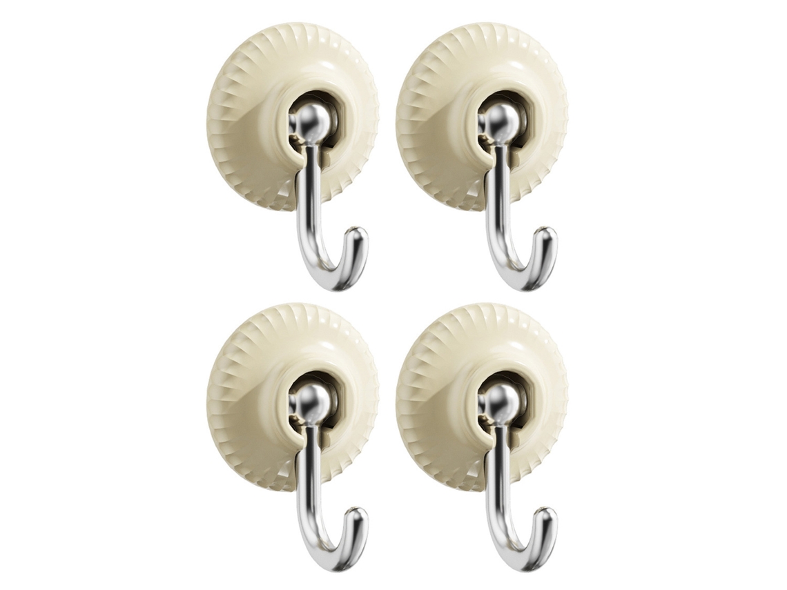 4pcs Ganchos Adesivos Sem Furo Redondo Banheiro Casaco Resistente Peso Branco