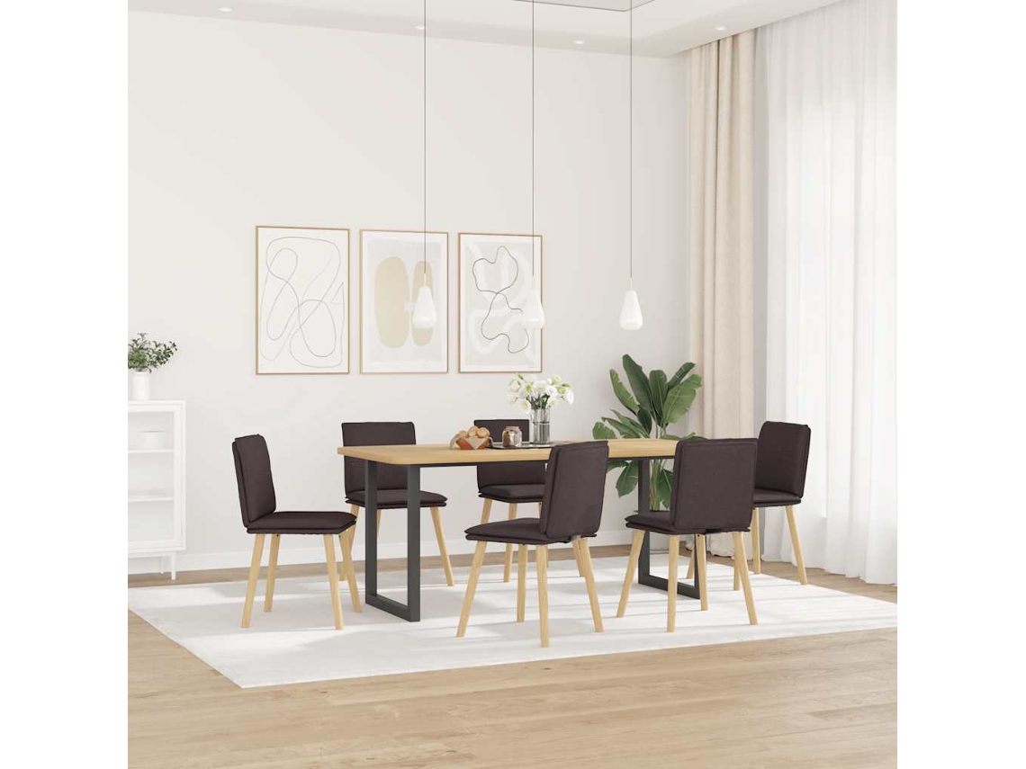 Vidaxl Cadeiras De Jantar 6 Pcs Tecido Castanho-escuro
