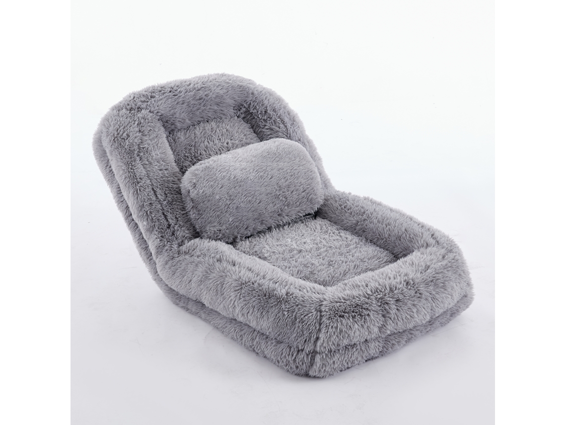Cama Com Design De Sofá, Cadeira Gamer Ajustável Em 5 Níveis, Ideal Para Relaxamento E Meditação Em Cinza Claro.