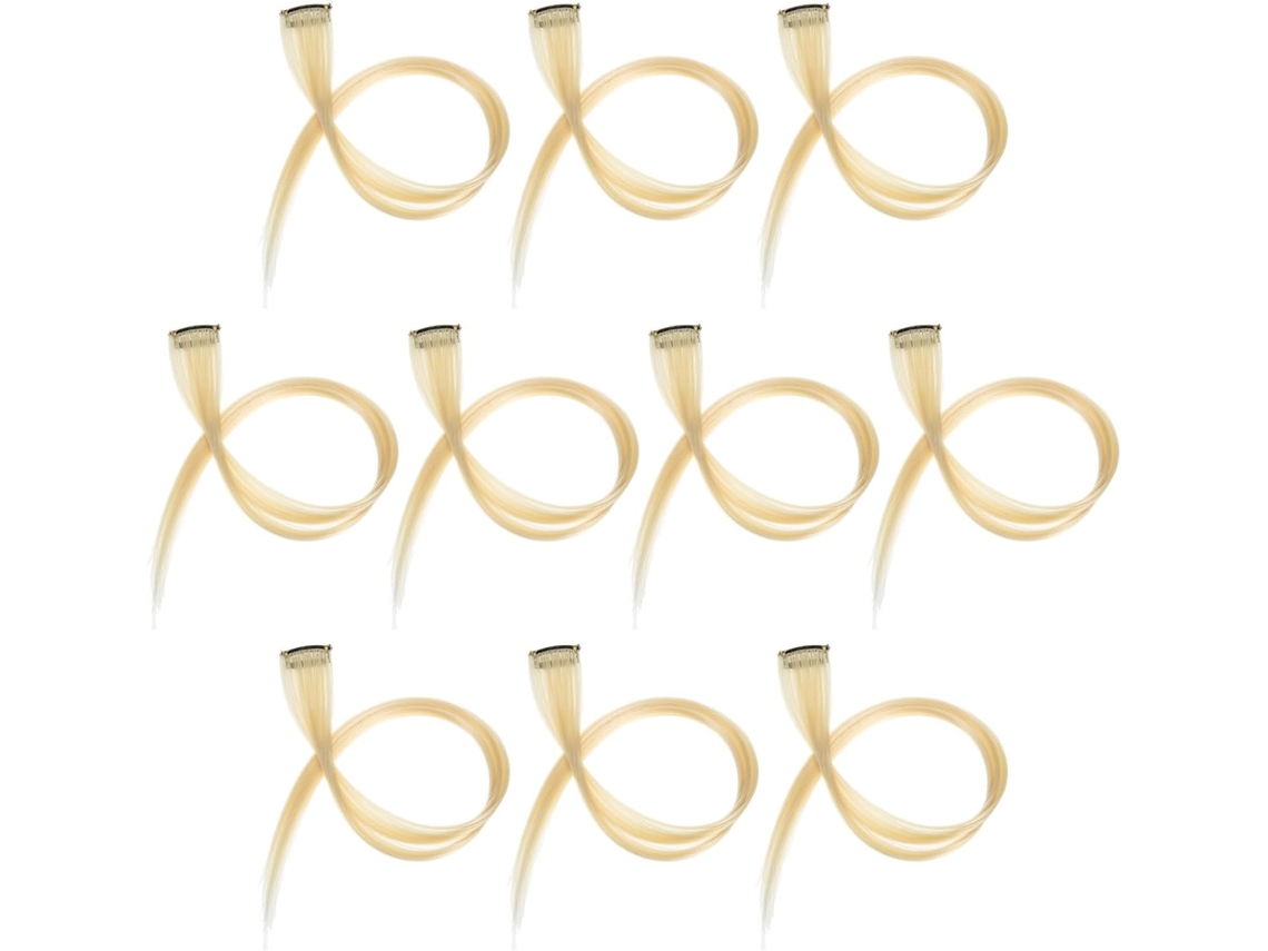 Apliques de Cabelo Com Presilhas, Cor Bege Seda, 10 Peças, Fixação Confortável.
