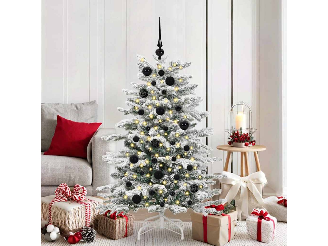 Vidaxl Conjunto De Bolas De Natal Com 150 Leds 61 Pcs Preto Plástico